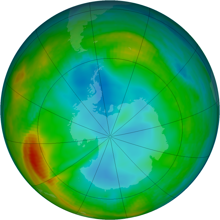 Antarctic ozone map for 05 July 1982